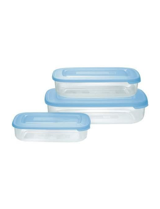3-PIECE RECTANGULAR FRIDGE BOX TRANSPARENT BLUE