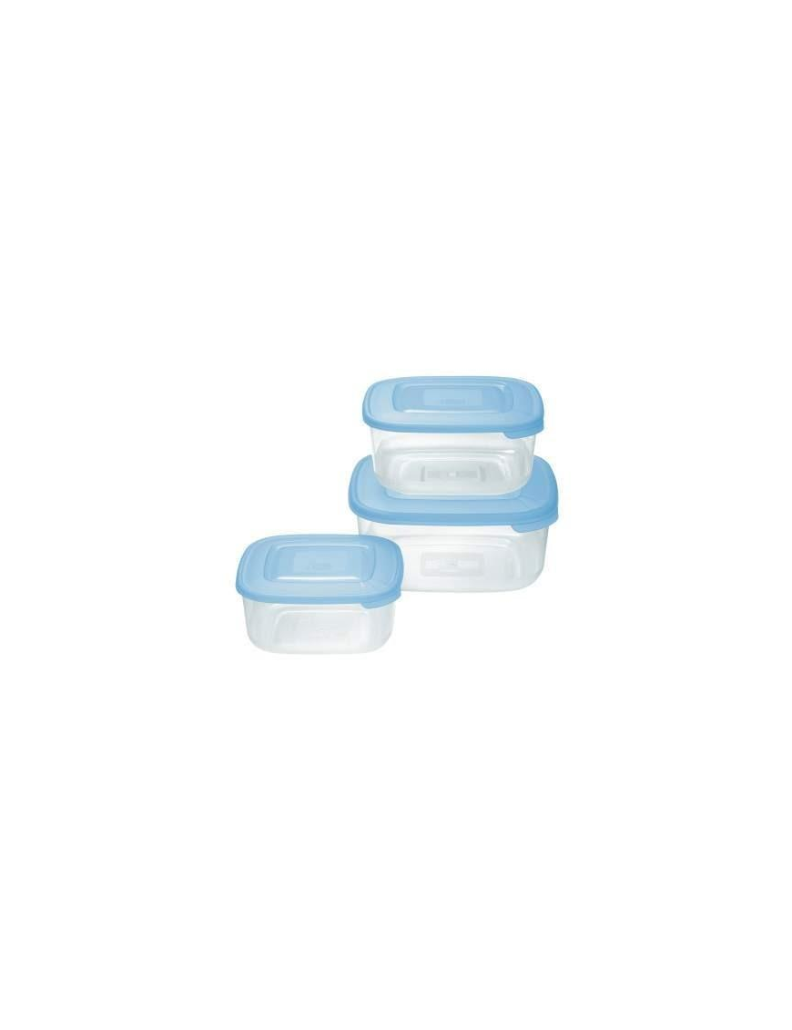 SQUARE FRIDGE BOX 3 PIECES TRANSPARENT BLUE