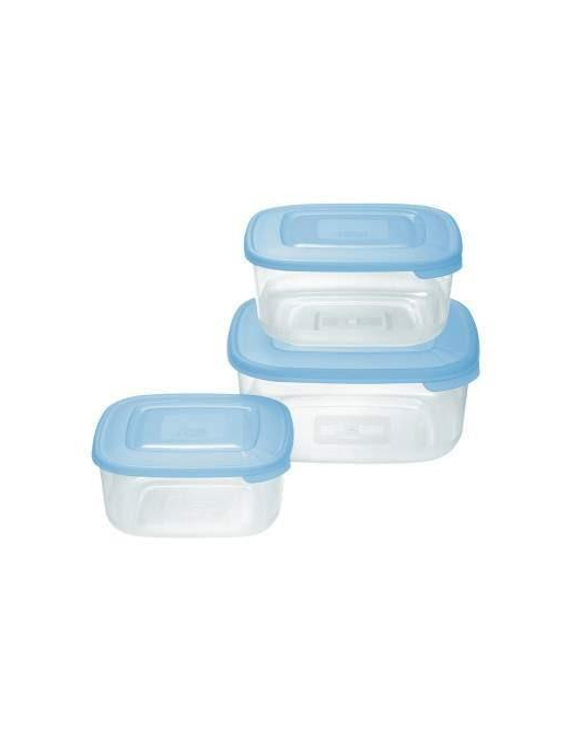FRIGO BOX QUADRATO 3 PEZZI TRASPARENTE AZZURRO
