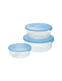 FRIGO BOX TONDO 3 PEZZI TRASPARENTE AZZURRO