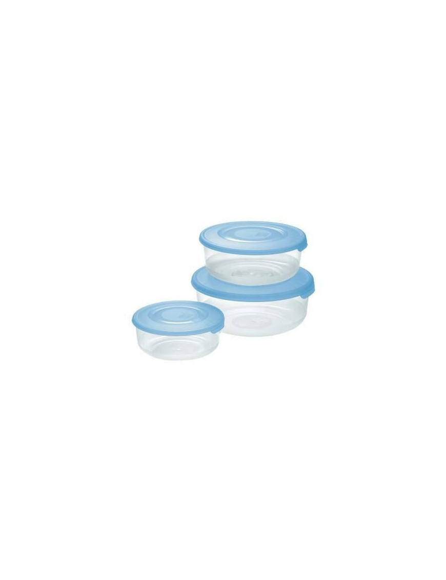 FRIGO BOX TONDO 3 PEZZI TRASPARENTE AZZURRO