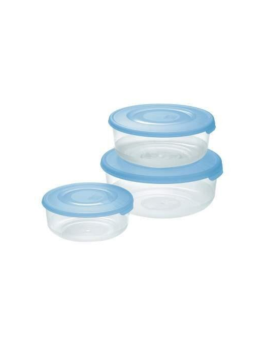 3-PIECE ROUND FRIDGE BOX TRANSPARENT BLUE