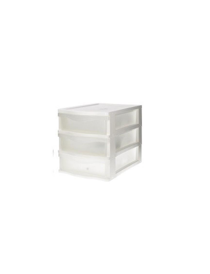 CASSETTIERA 3 CASSETTI BASSI BIANCO