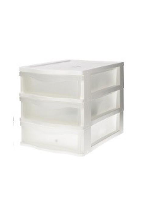 CHEST OF 3 LOW DRAWERS WHITE