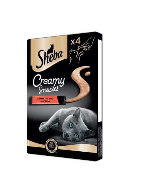 SHEBA CREAMY SNACK MANZO 4x12 GRAMMI