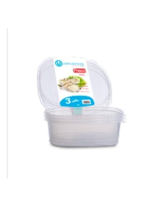FRESH OVAL CONTAINER 18x15x6.5 CENTIMETERS 3 PIECES