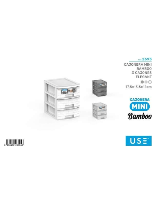 BAMBOO ELEGANT MINI CHEST OF 3 DRAWERS
