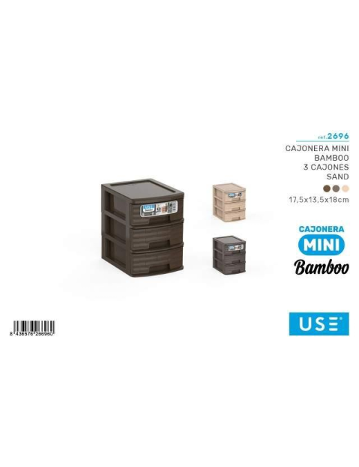 BAMBOO SAND MINI CHEST OF 3 DRAWERS
