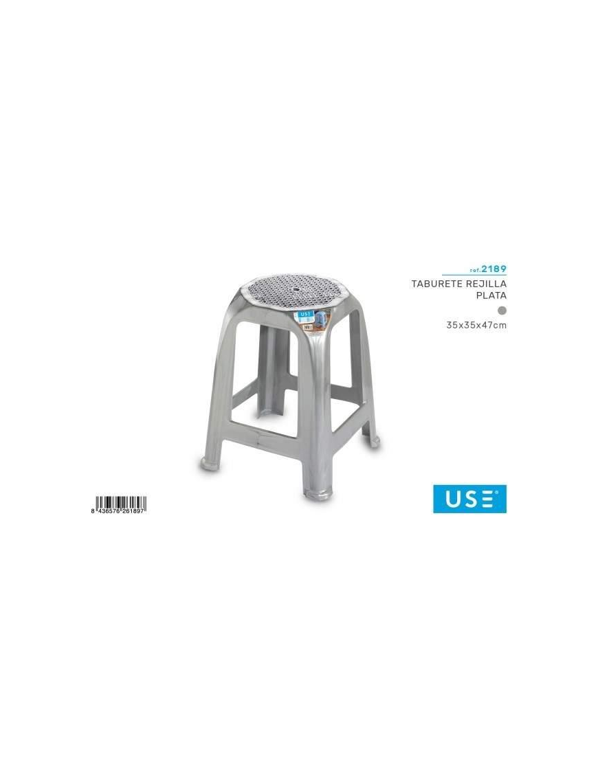 REJILLA SILVER STOOL 35x47 CENTIMETERS