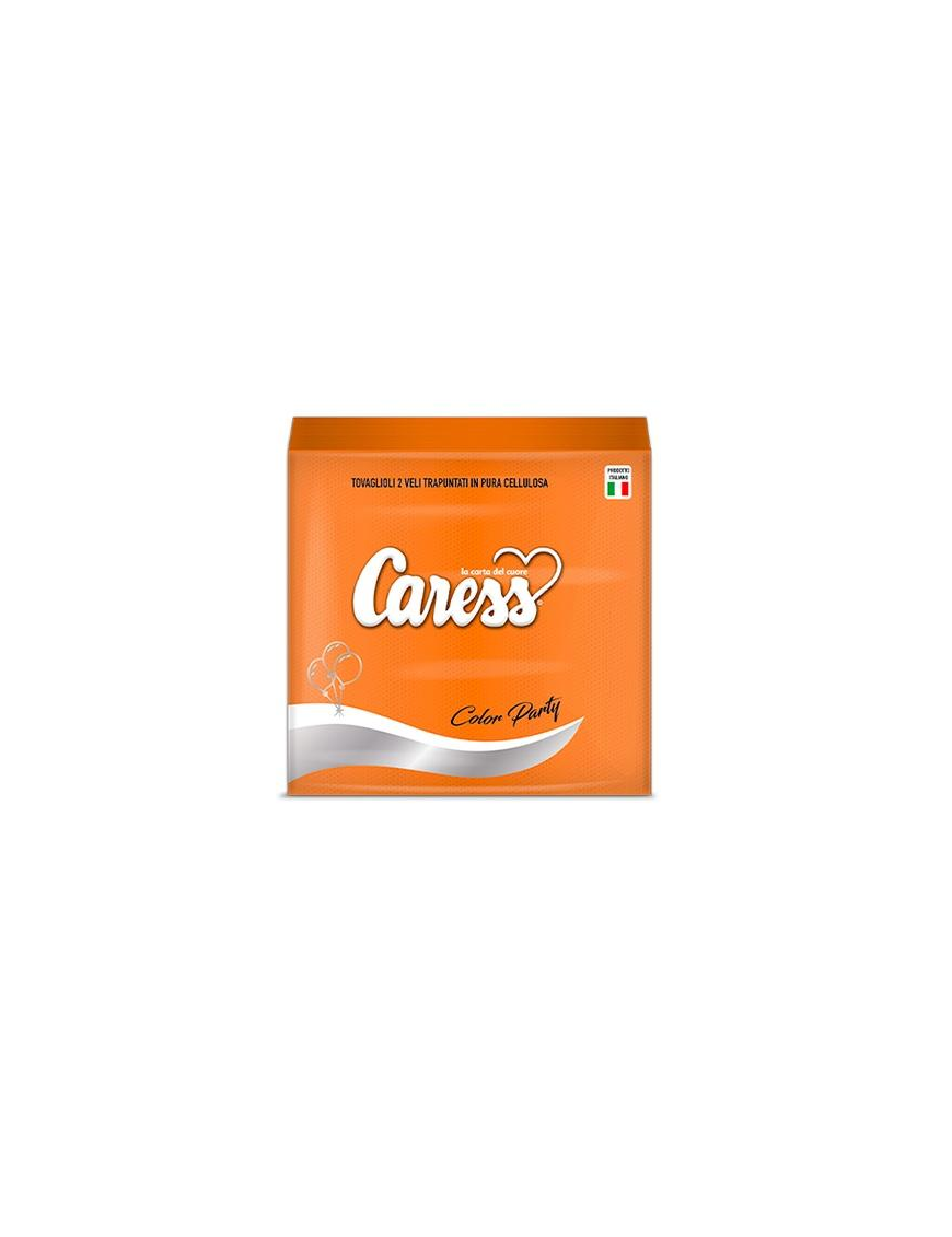 LINEA PARTY CARESS ARANCIONE TOVAGLIOLI 33x33 CENTIMETRI 2 VELI 25 PEZZI
