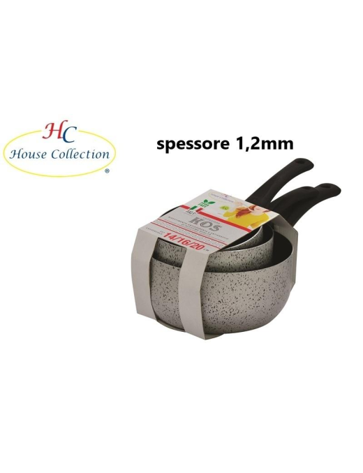 NEW KOS LINE CASSEROLES 1 HANDLE 3 pieces 14/16/20cm