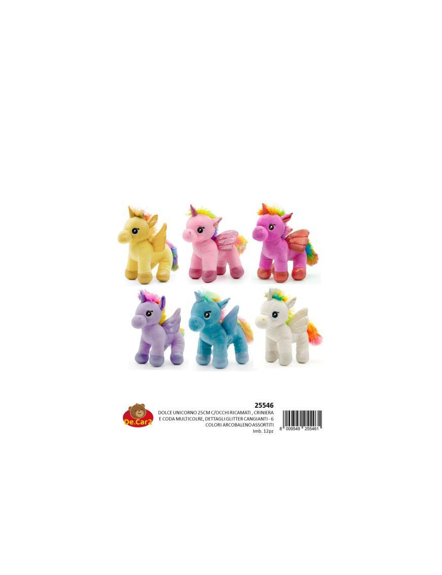 UNICORNO PELUCHE  25 CM RAINBOW