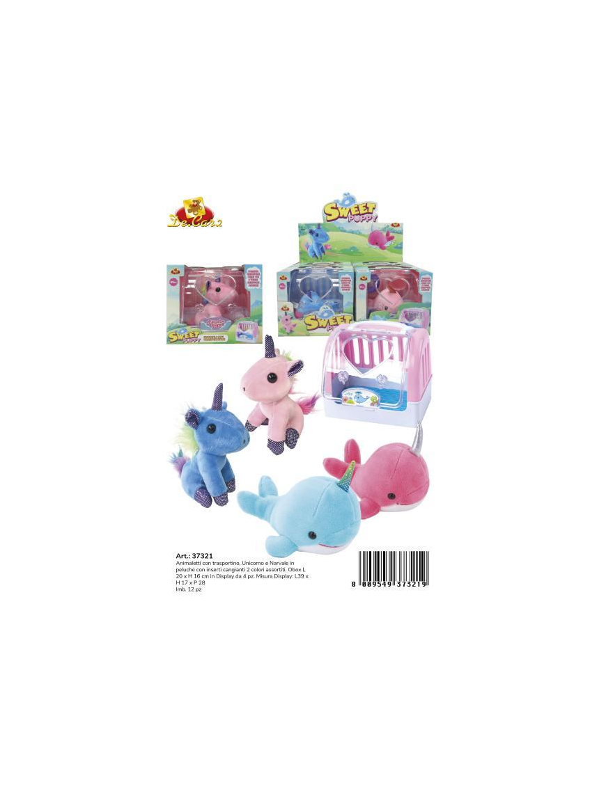 UNICORNO/NARVALO CON TRASPORTINO 16 CM