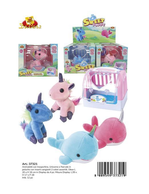 UNICORNO/NARVALO CON TRASPORTINO 16 CM