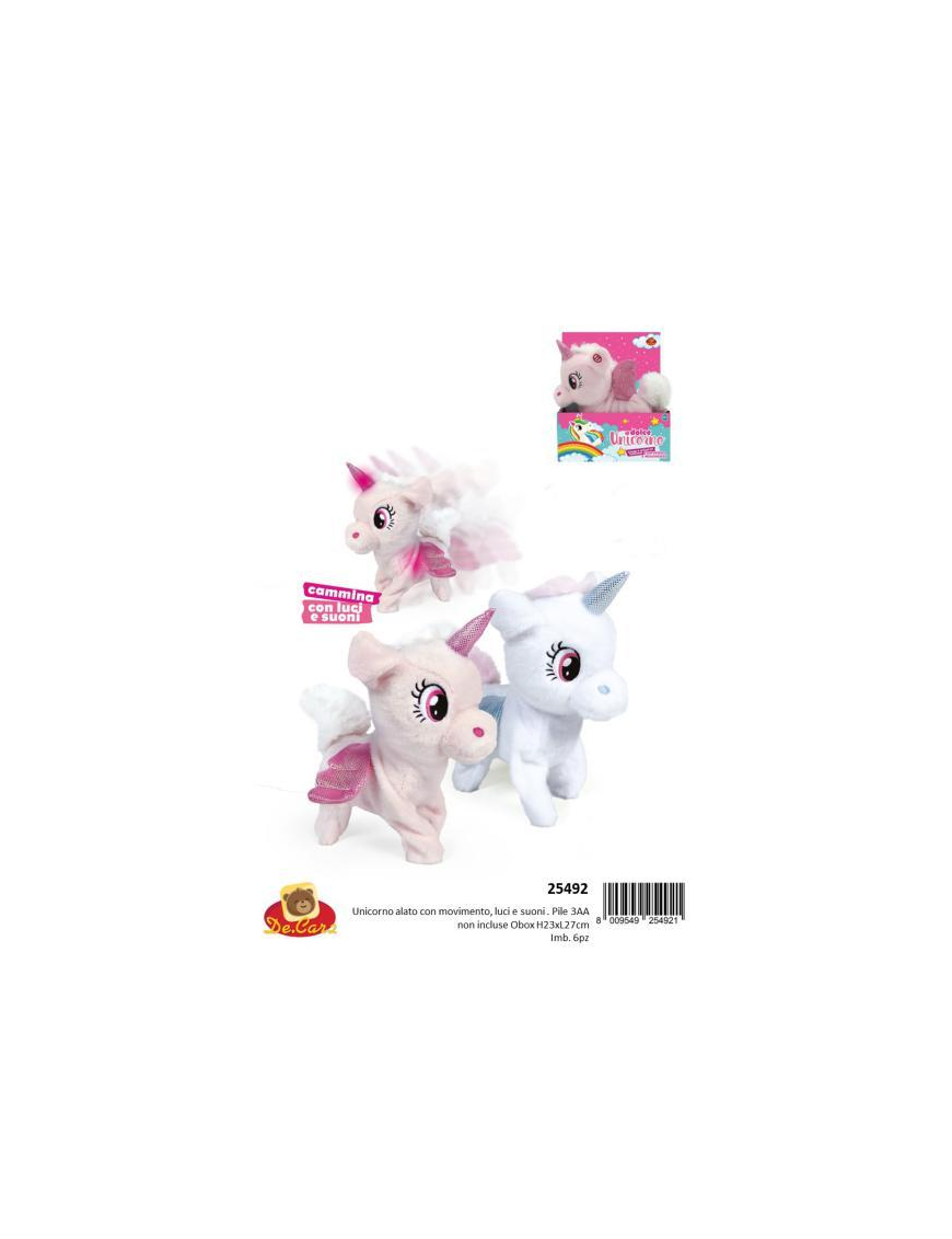 UNICORNO PELUCHE CON LUCI E SUONI 25 CM