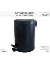 PATTUMIERA A PEDALE  NERO 3lt LINEA BAGNO