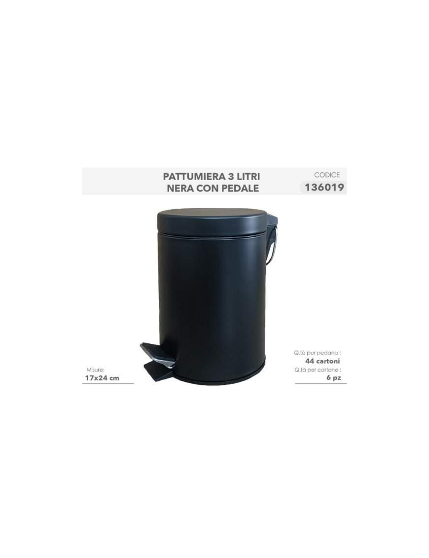 PATTUMIERA A PEDALE  NERO 3lt LINEA BAGNO