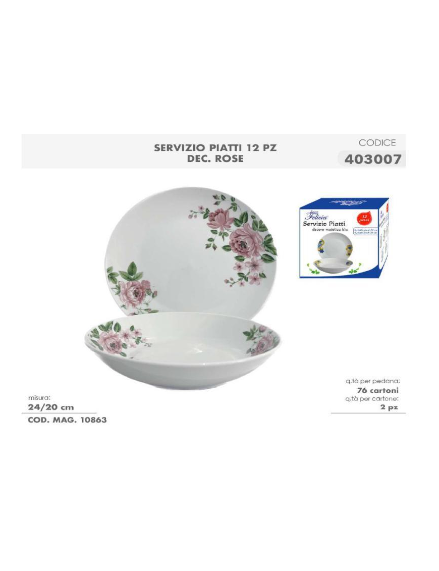 SERVIZIO TAVOLA  12pezzi DECORAZINE ROSE