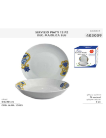 SERVIZIO TAVOLA  12pezzi DECORAZIONE MAIOLICA  BLU