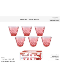 GLASS GLASSES 6 pieces 250ml RED