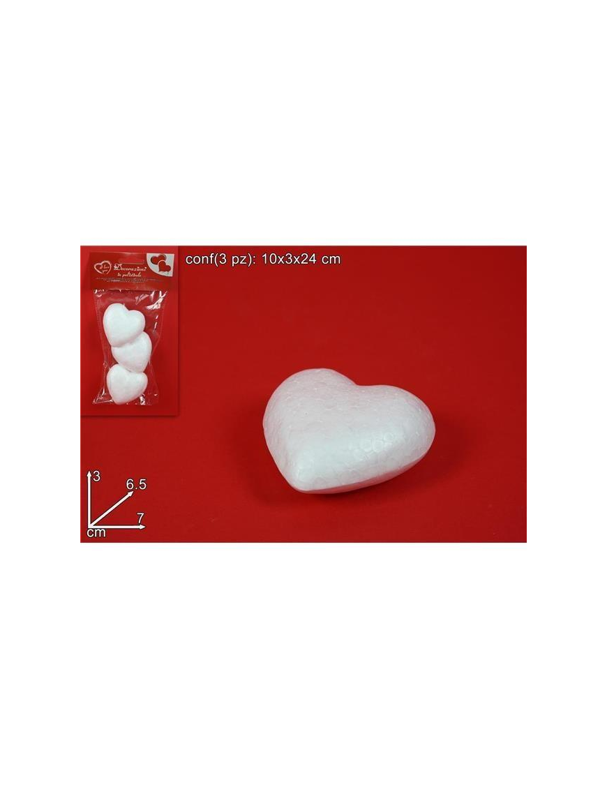 CUORE POLISTIROLO  7cm 3pezzi