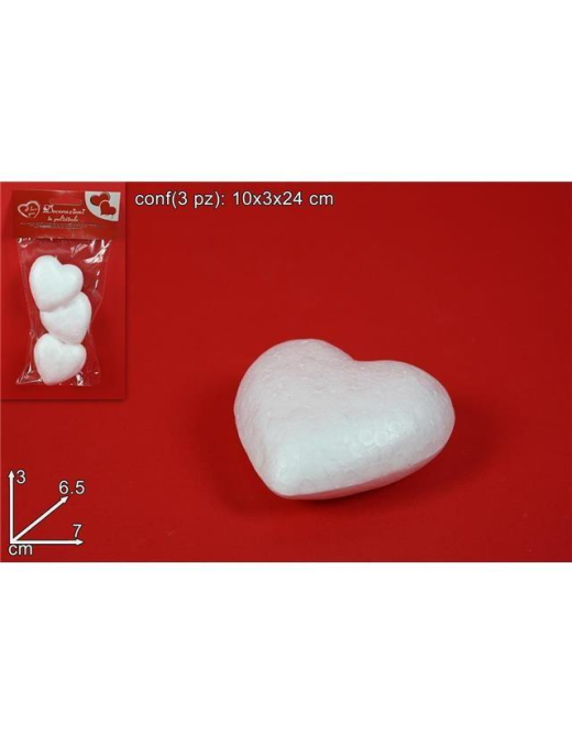 CUORE POLISTIROLO  7cm 3pezzi
