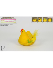 PULCINO CON NIDO 8x7x8 CM CON GALLINA