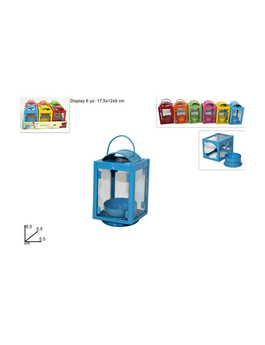 COLORED TEA-LIGHT LANTERN 8.5 CM