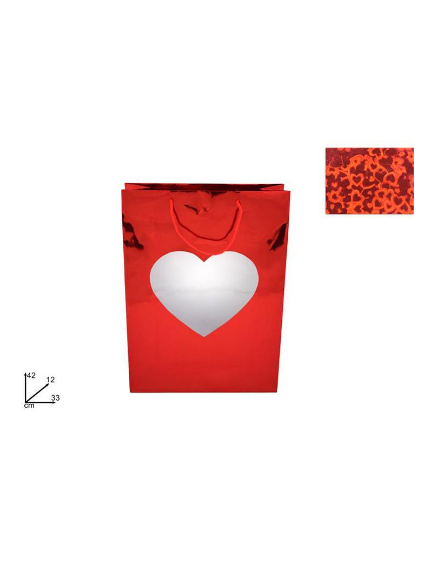 BUSTA REGALO VETRINETTA CUORE 42x33x12cm
