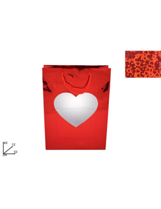 BUSTA REGALO VETRINETTA CUORE 42x33x12cm