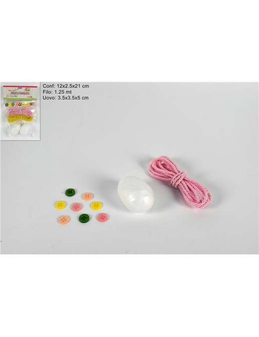 SET DECORAZIONE UOVA 1 PEZZI CON CORDA+BOTTONI