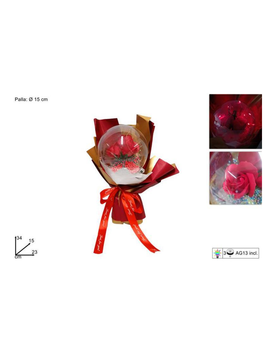 MAZZETTINO ROSE CON PALLA E LUCI 15cm