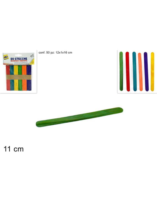 STECCHE COLORATE 11 CM 50 PEZZI