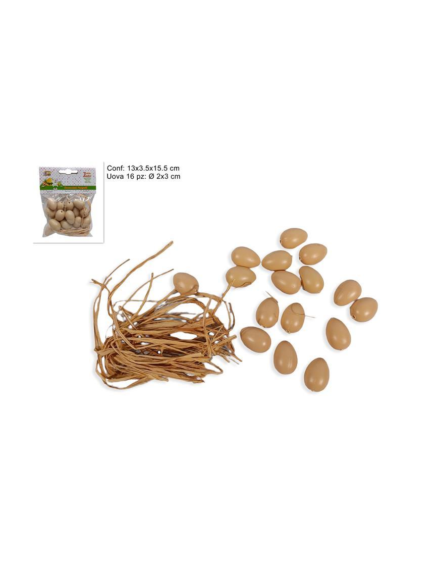 OVETTI 3 CM 16 PEZZI CON RAFFIA