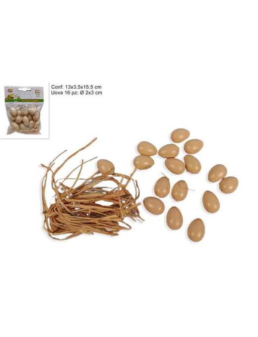 OVETTI 3 CM 16 PEZZI CON RAFFIA