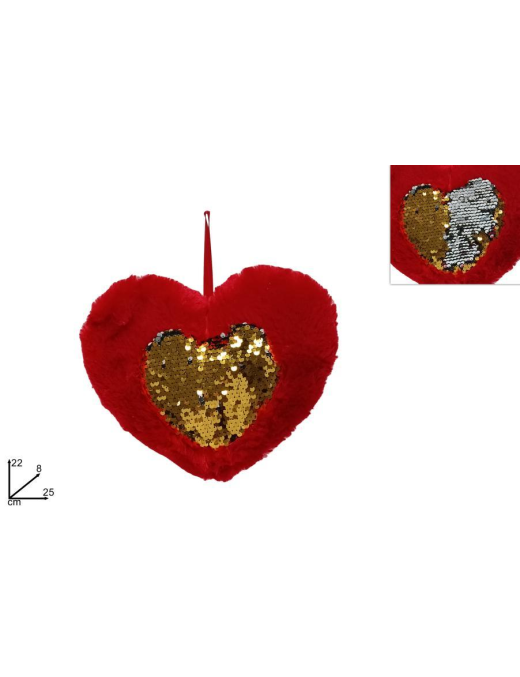 CUSCINO CUORE PELUCHE+PAILLETTES 25cm