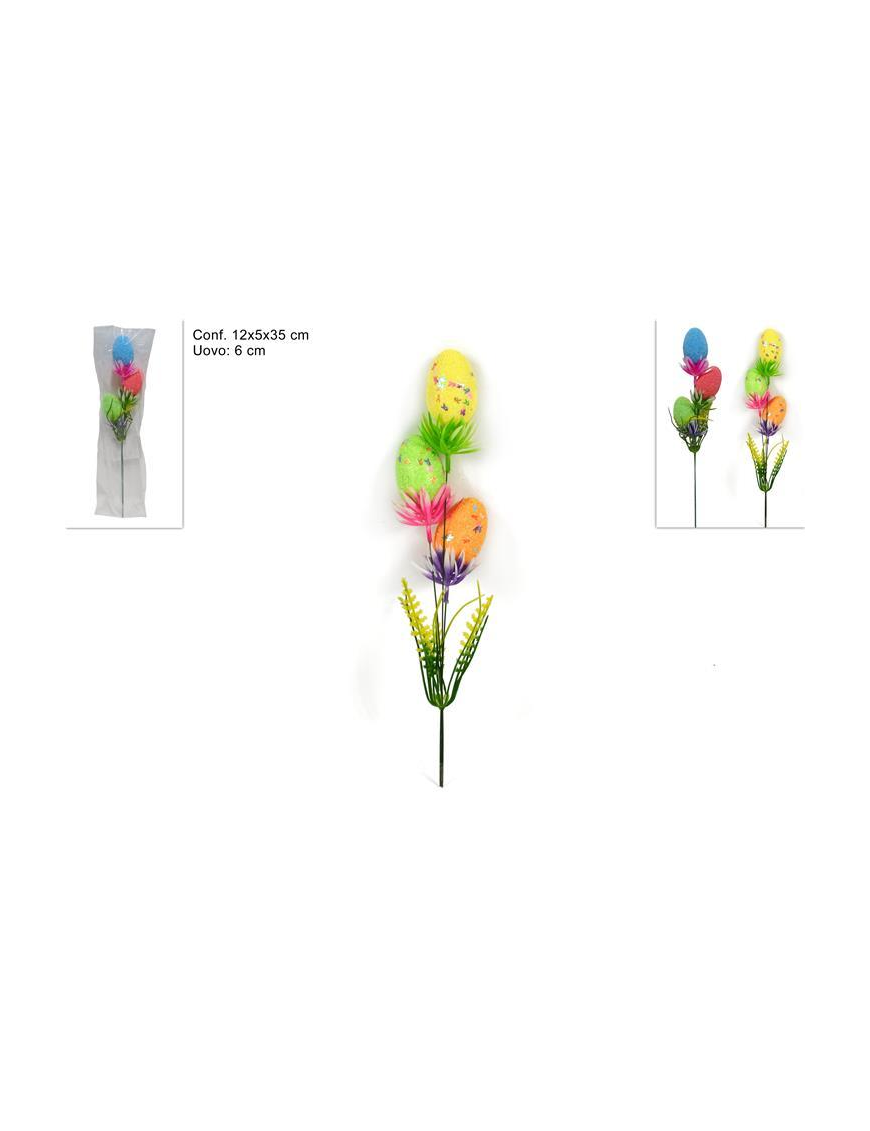 SPILLONE 35 CM CON UOVA E FOGLIE