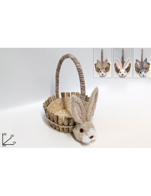BASKET WITH RABBIT HEAD 19cm