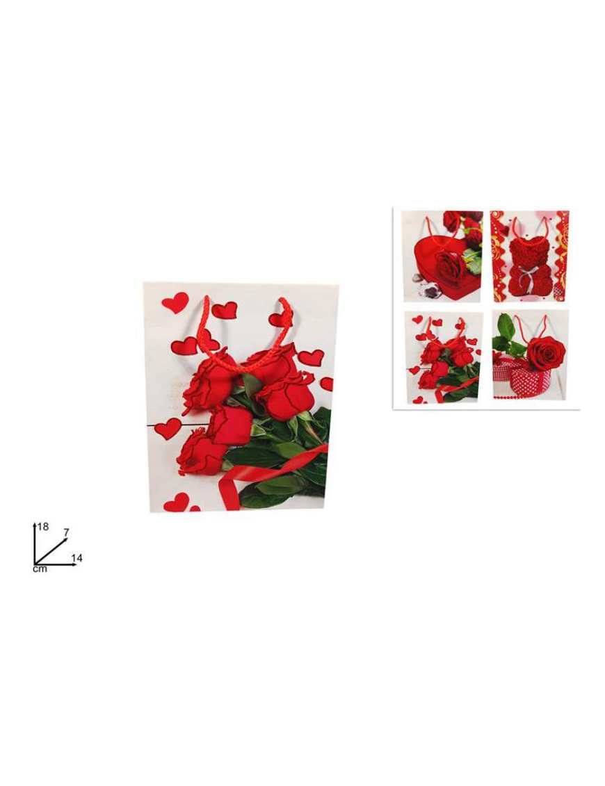 BUSTA REGALO CON CUORI 18x14x7 CENTIMETRI