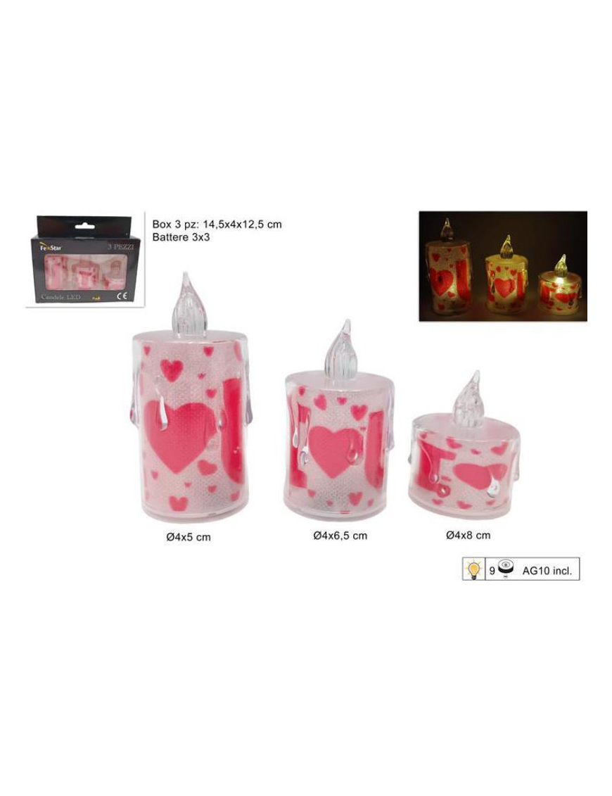 CANDELE LED 3 pezzi SAN VALENTINO