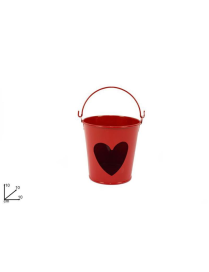 SECCHIO LATTA ROSSO con CUORE 10 centimetri