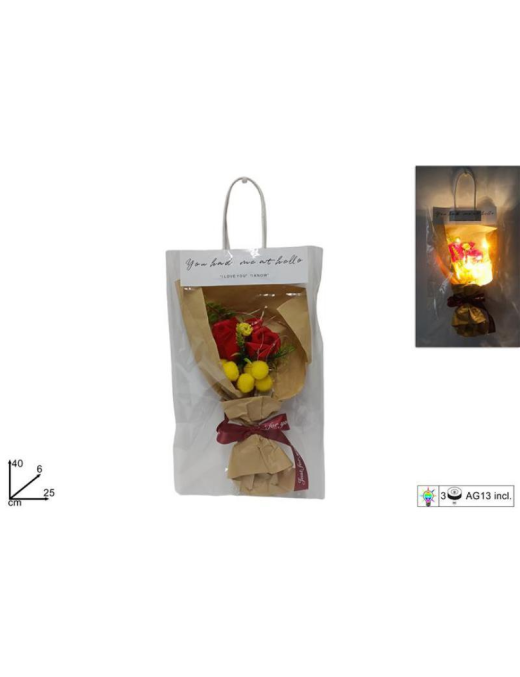 MIMOSA AND ROSE BOUQUET with LIGHT