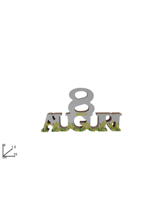DECORAZIONE IN LEGNO AUGURI 8 centimetri