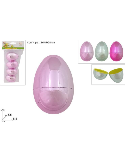 UOVA PLASTICA LUCIDA 8 centimetri 4 pezzi