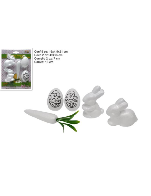 EASTER SUBJECTS IN POLYSTYRENE 5 PIECES FOR DECOUPAGE