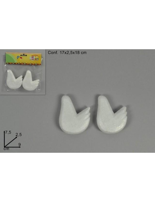 L.POLISTIROLO GALLINA 2pz 9cm JE004987