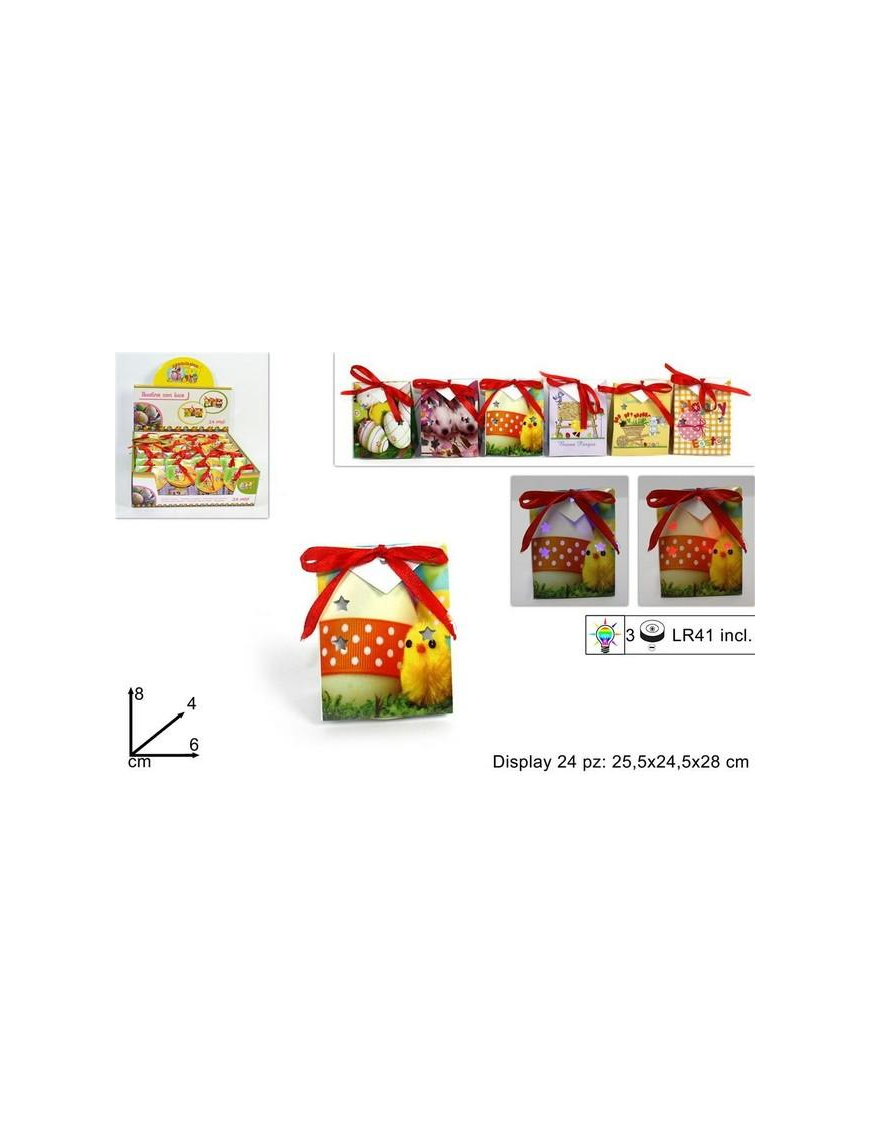 BUSTA REGALO CARTA C/LUCE 6x4x8cm$$