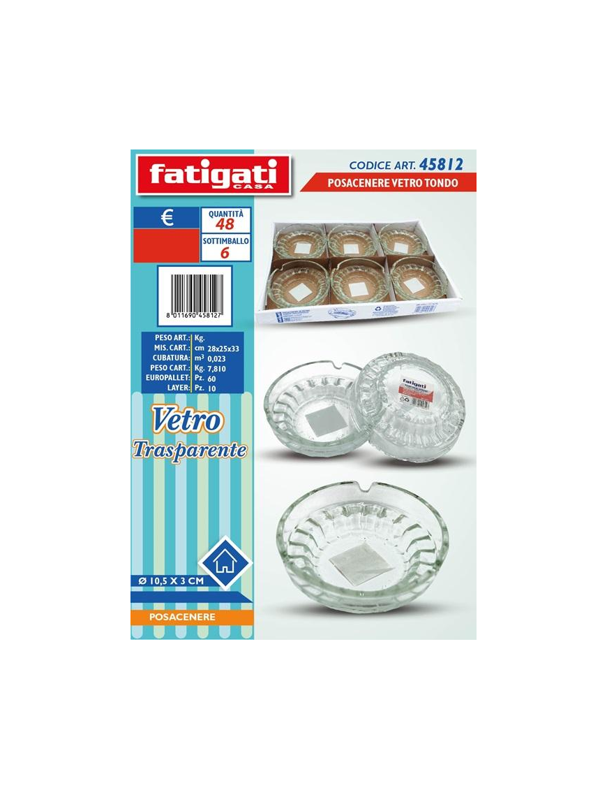 ROUND GLASS ASHTRAY 10cm