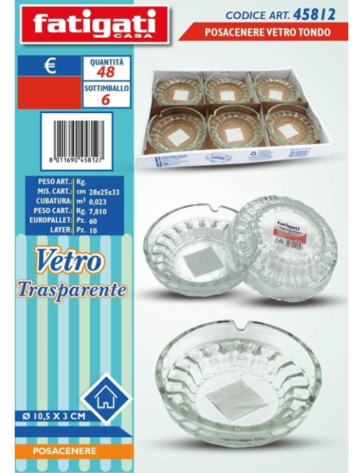 ROUND GLASS ASHTRAY 10cm