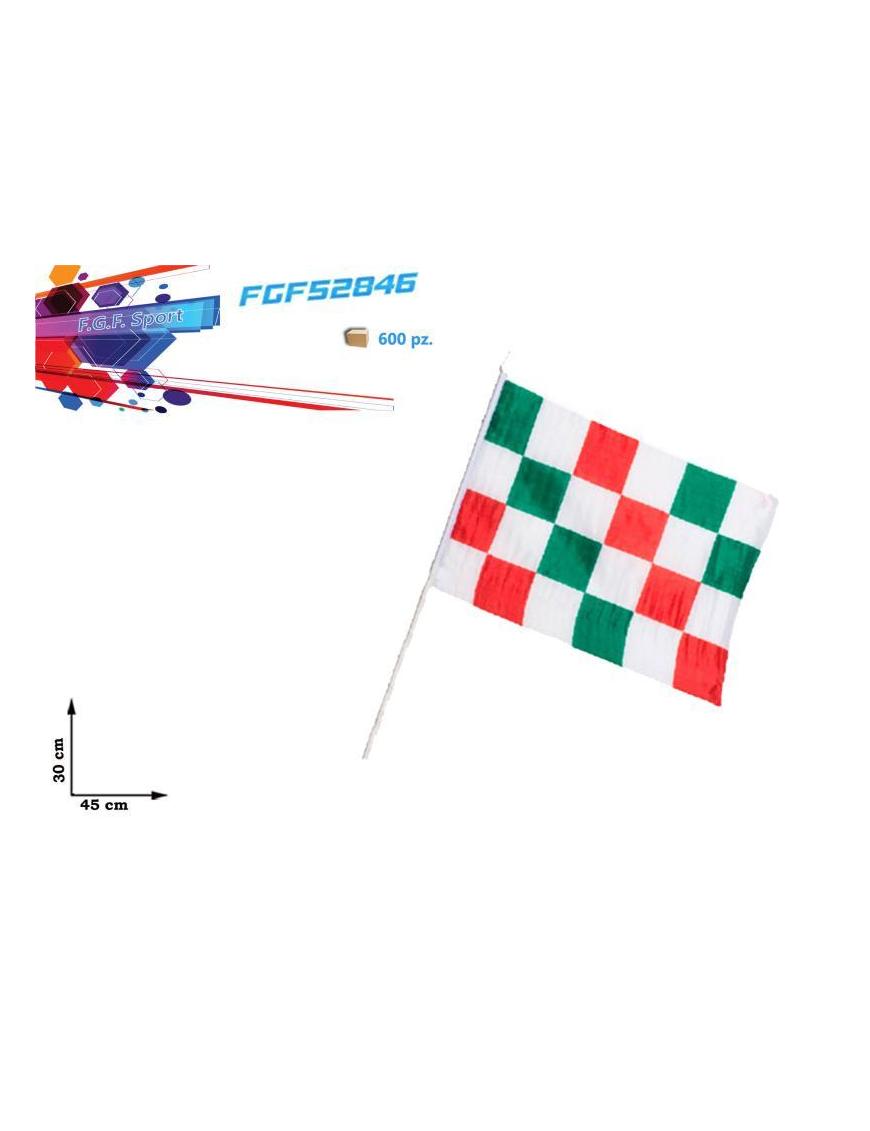 WORLD CUP FLAG 30x45 CM CHECKERED WITH POLE